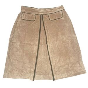 Vintage Maxima Wilsons Suede Tan Leather A-Line Midi Skirt Women's Size 12
